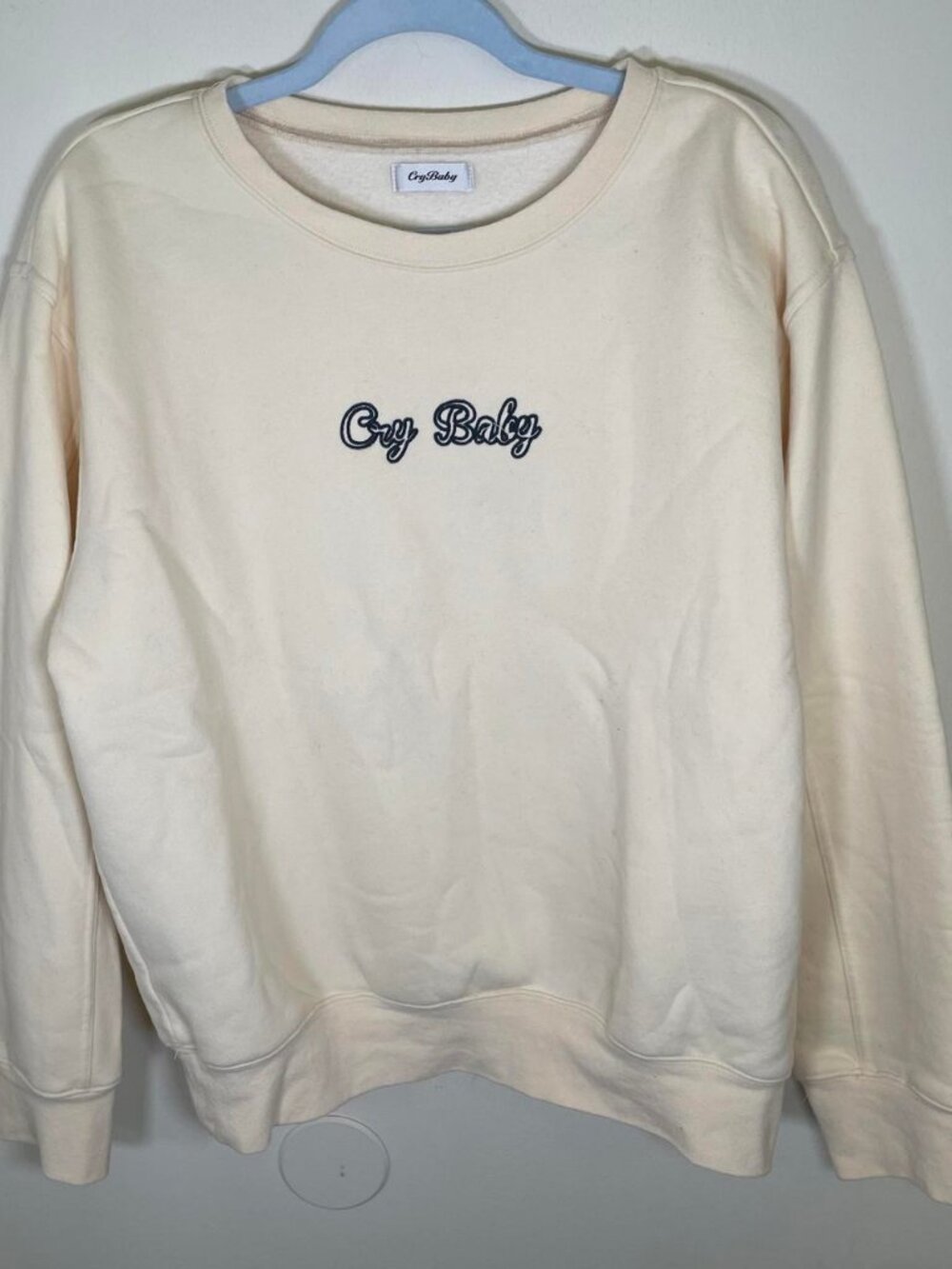 Cry Baby Ivory Cream & Black Logo Sweatshirt
